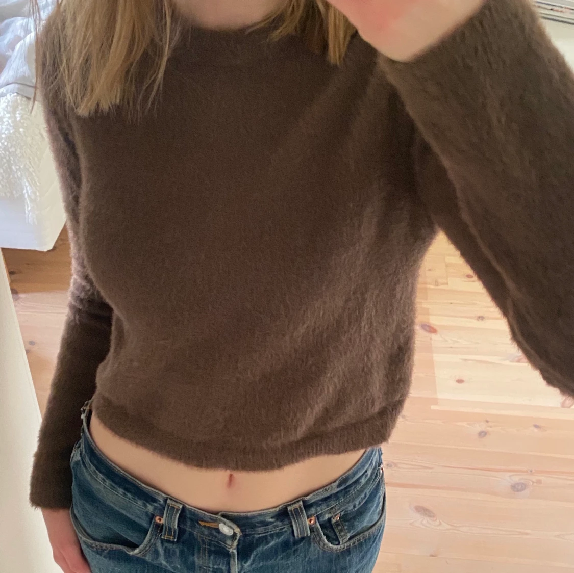 Långärmad brun topp  - 91