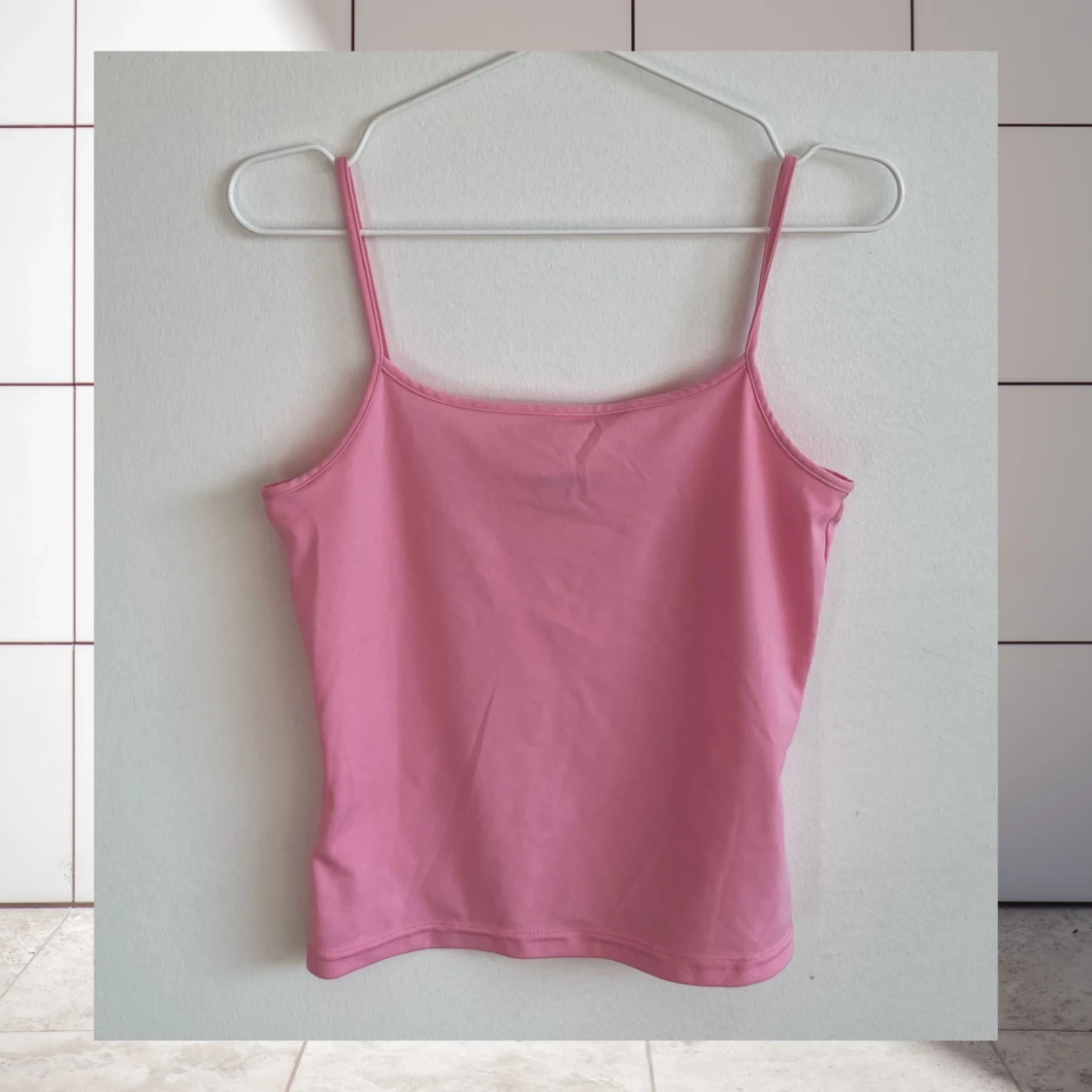 💞 sött rosa linne med spaghettistraps, S