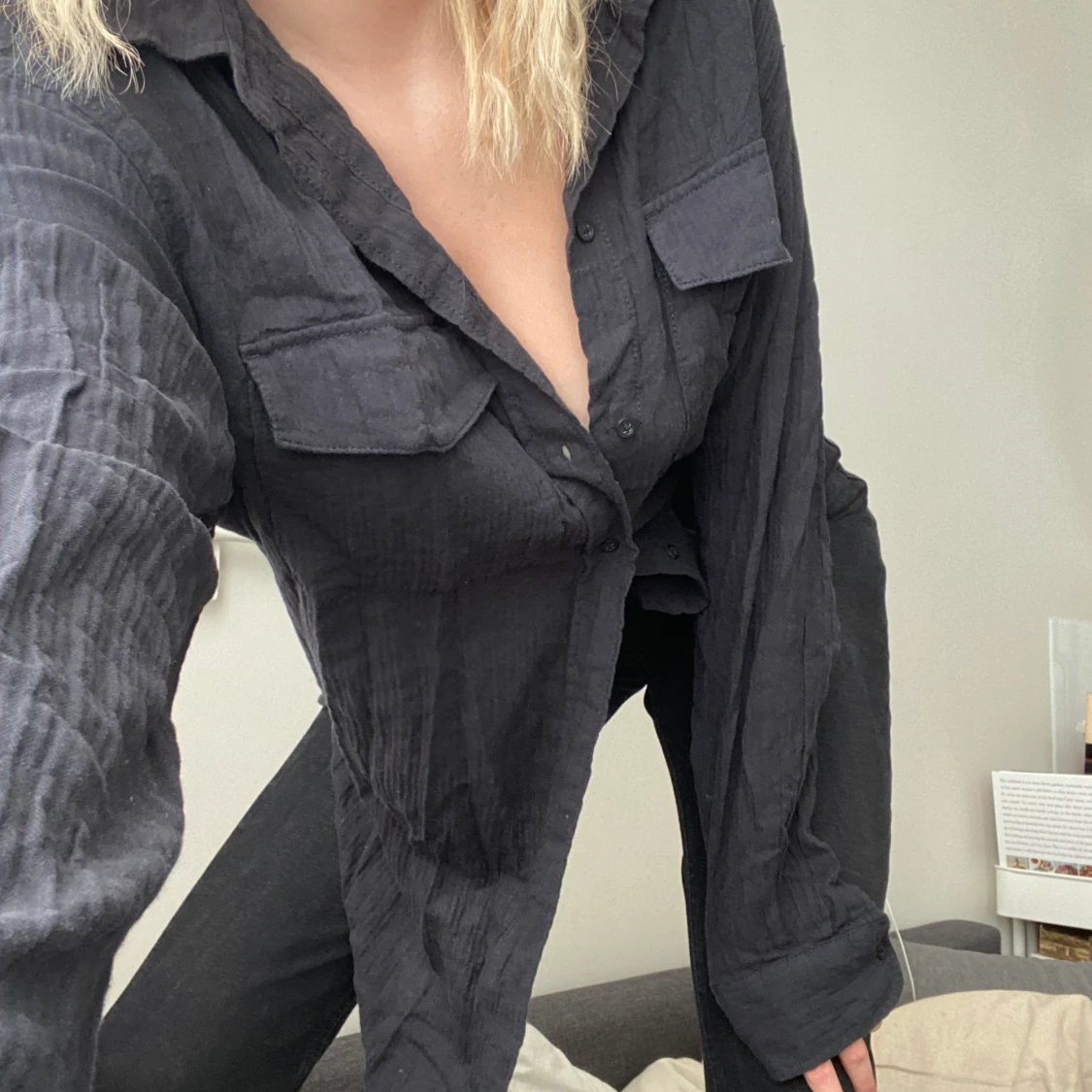 Marinblå bomullsskjorta