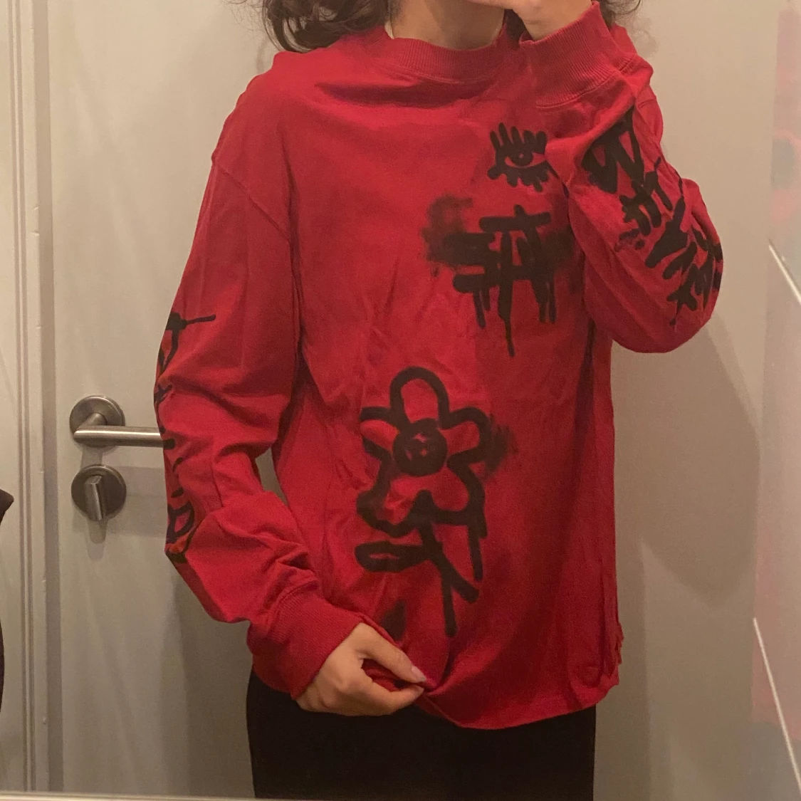 Röd långärmad tröja - 90