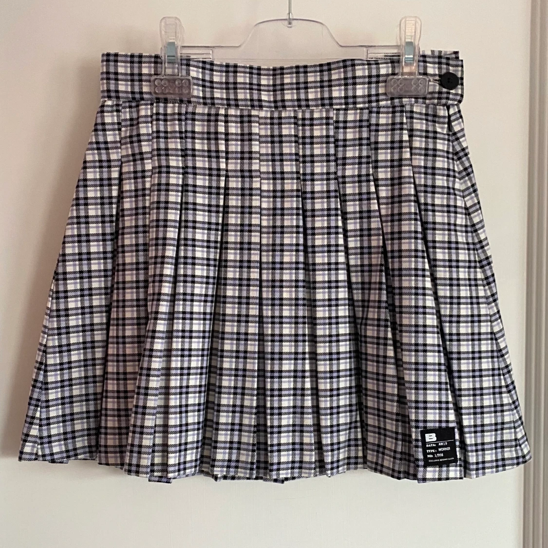 Bershka Plisserad Kjol Lila/vit rutig