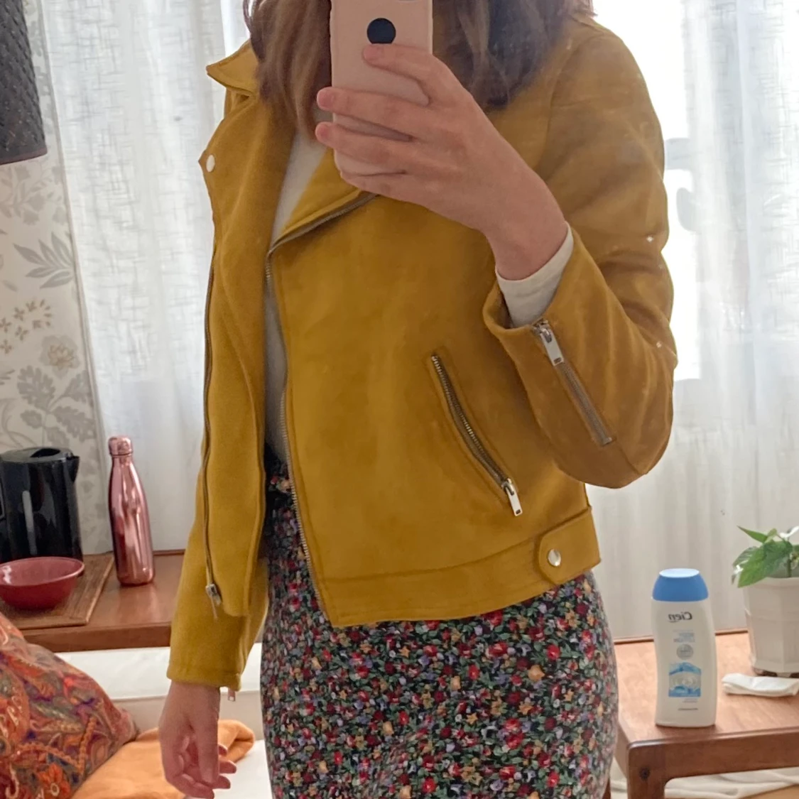Yellow/ochre eco-suede jacket L 