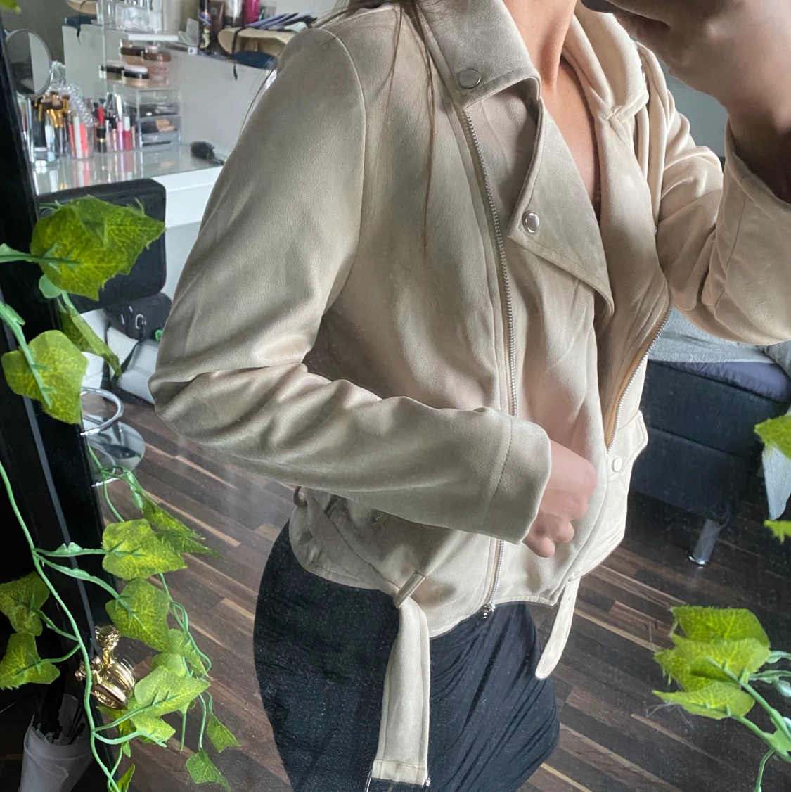 Faux suede mocha jacka