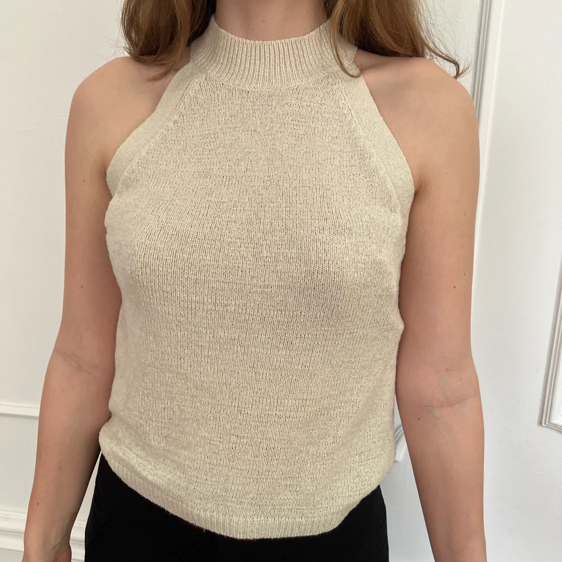 beige stickad topp storlek S/M