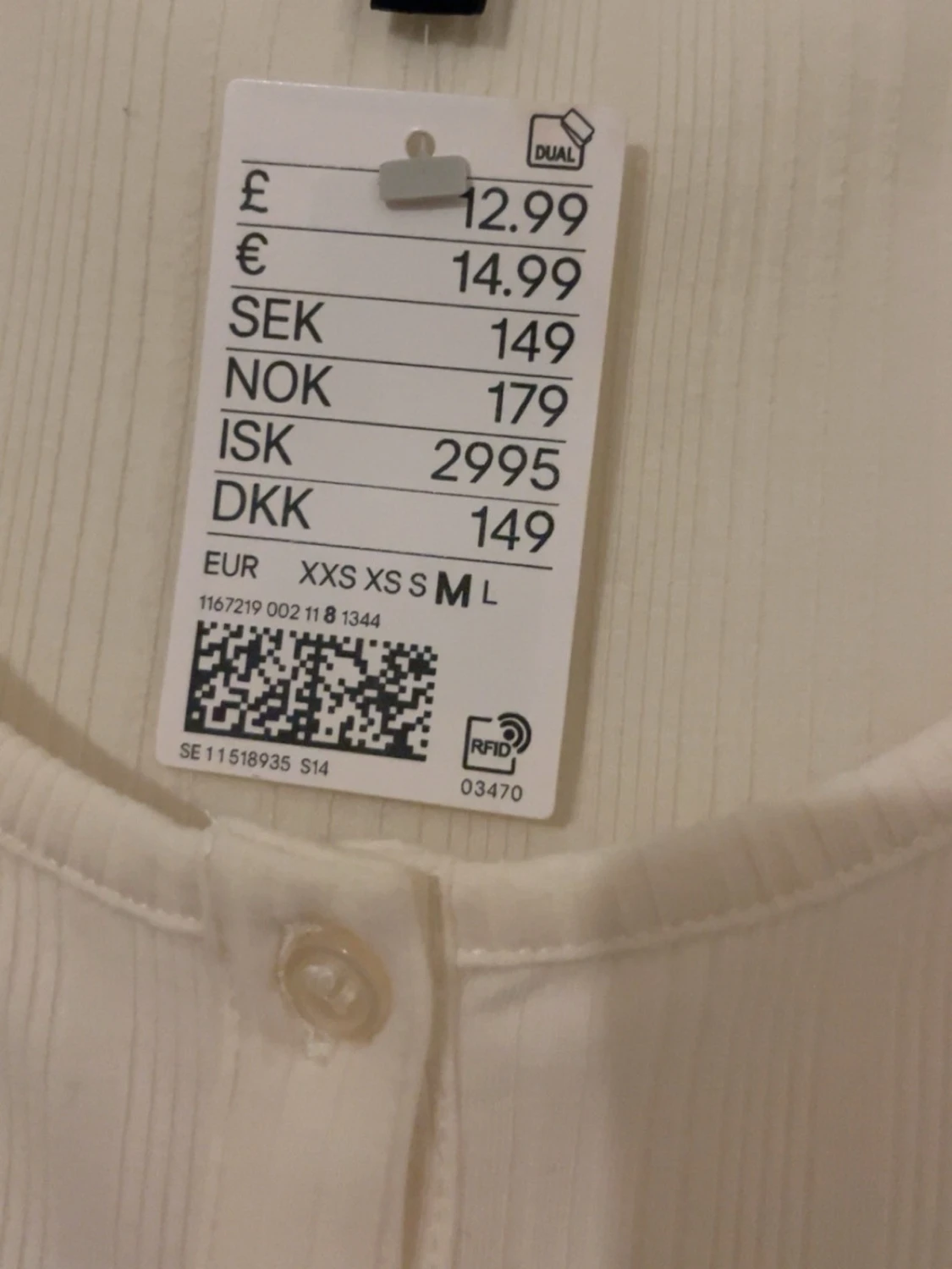 Vit ribbad kortklänning  - 1