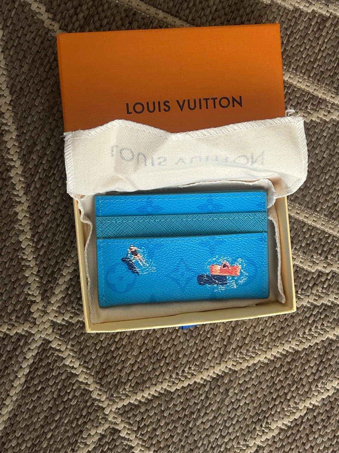 Blå Louis Vuitton korthållare