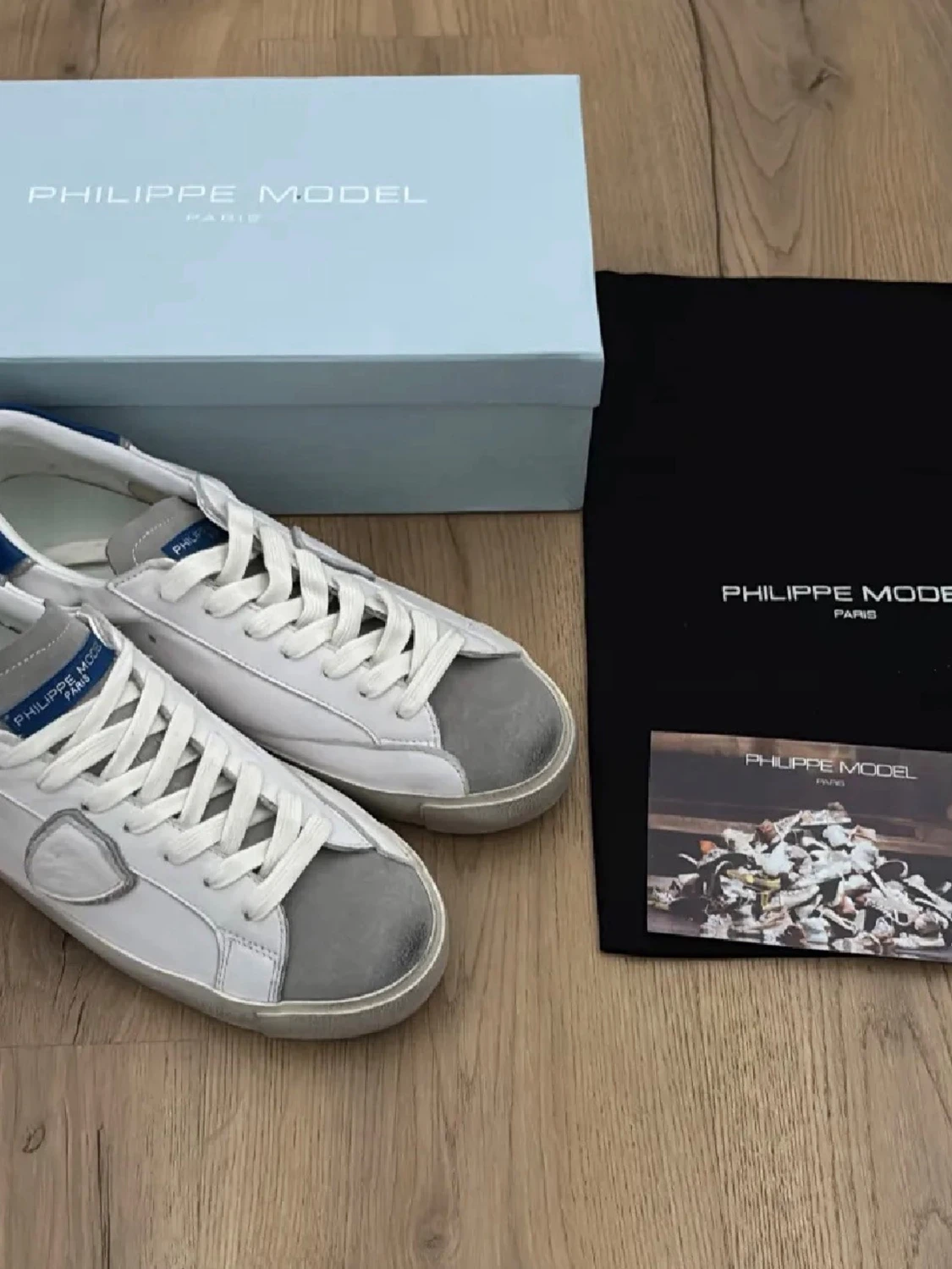 Vita Philippe Model sneakers med grå detaljer - 4