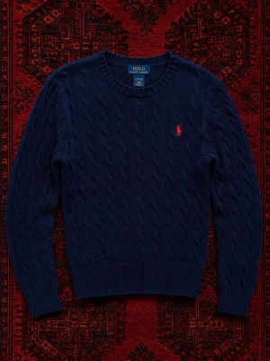 Marinblå stickad Ralph Lauren tröja - Skick 8/10, utan defekter | storlek 14-16 år barn vilket motsvarar XS i vuxen storlek | tvättas och fräschas upp innan frakt  🤝💯