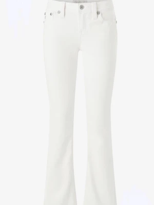 Vita bootcut missme jeans med låt midja - Snygga vita jeans med bootcut passform och låg midja. Klassisk femficksmodell med silverfärgade nitar och knapp. Perfekta för dig som vill ha en clean och fräsch look. Tillverkade i ett stretchigt denimtyg för extra komfort.