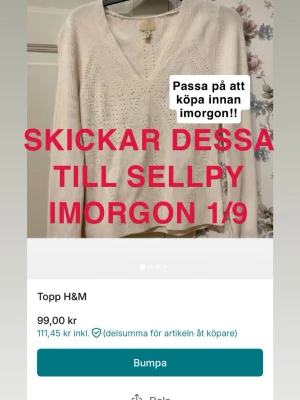 Köp senast idag - skickas till sellpy - 70-200kr. Storlek XS-M. Kontakta för frågor, bilder eller annat!💕 imorgon hämtas kläderna upp av sellpy om ingen visar intresse innan dess! Allt är i bra skick!!