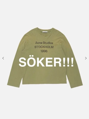 Söker en grön långärmad topp från Acne Studios - Skriv till mig om ni har en sån här tröja att sälja! 🙏🏽