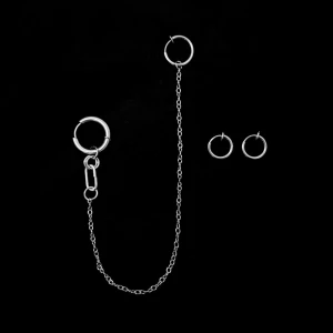 Faux Lip Piercing Bundle - A bundle of faux lip ring piercings in stainless steel! ⛓️🩶Decorative, so no real piercing is required. Includes a 2-in-1 ear and lip ring chain combo and a pair of 9mm lip rings in silver. You also get a 10mm pair in black as a free gift with purchase!! 🫶🏻In unused condition and hypoallergenic. Everything will be cleaned before shipping ✨