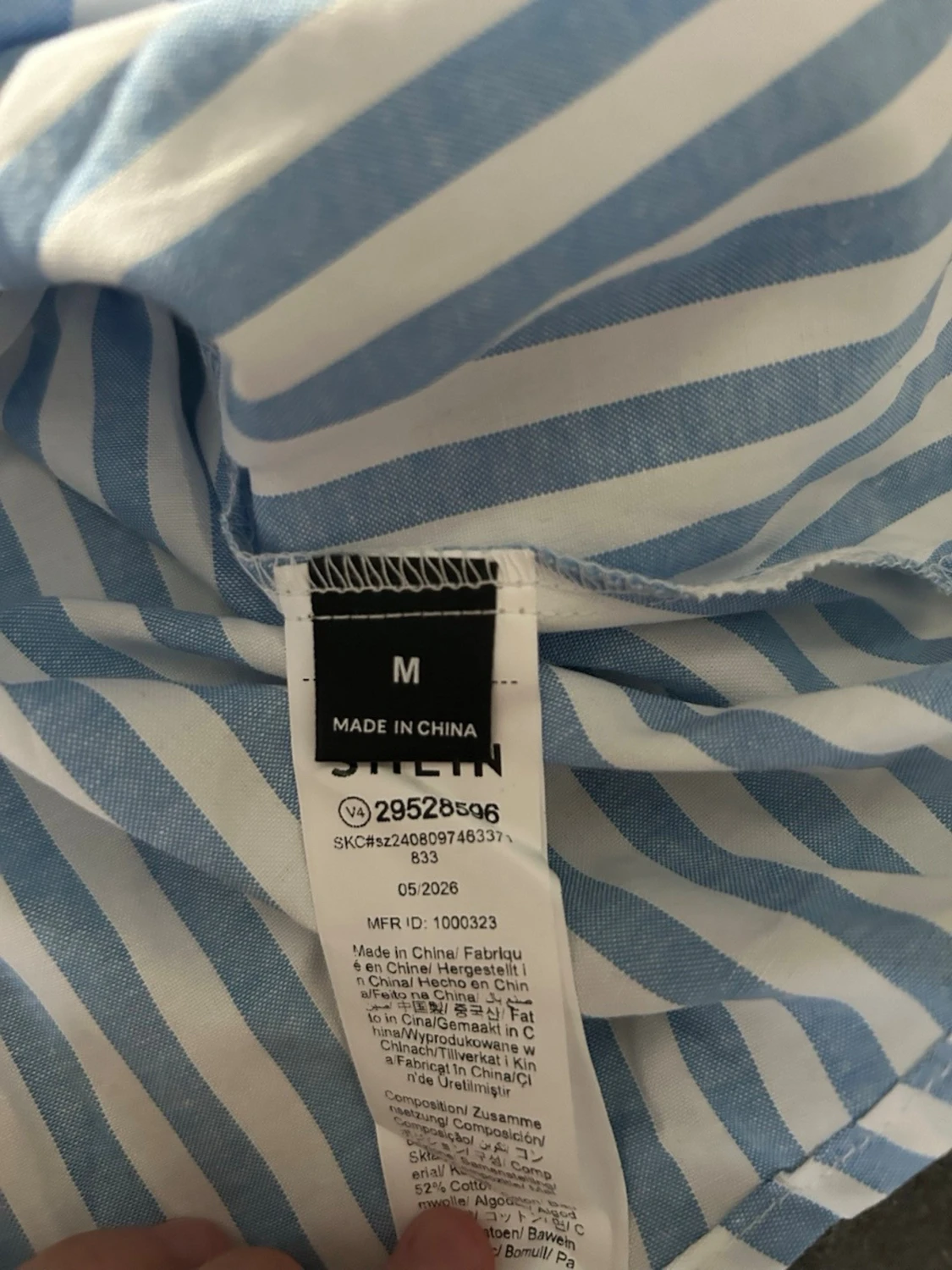 Blåvit randig bandeau topp med knyt - 1