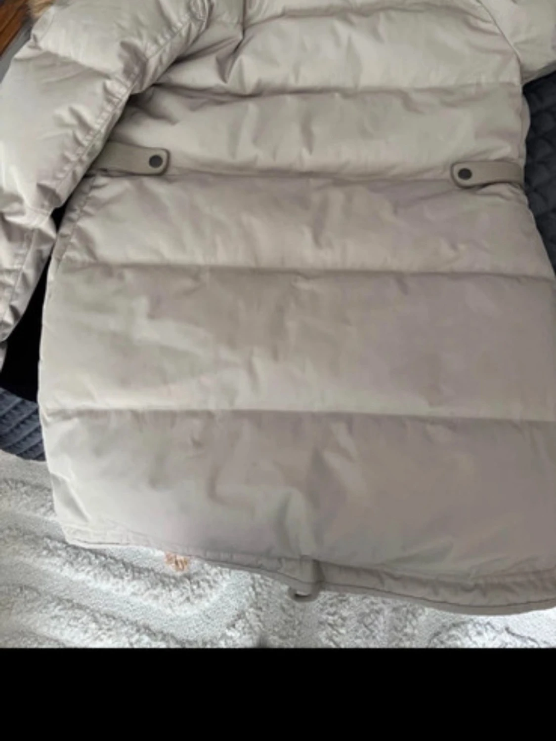 Beige dunjacka med fuskpäls Cedrico - 3