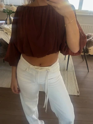 Brun croppad blus med vida ärmar - Säljer en brun croppad blus med vida trekvartsärmar och lös passform från H&M. Oanvänd 