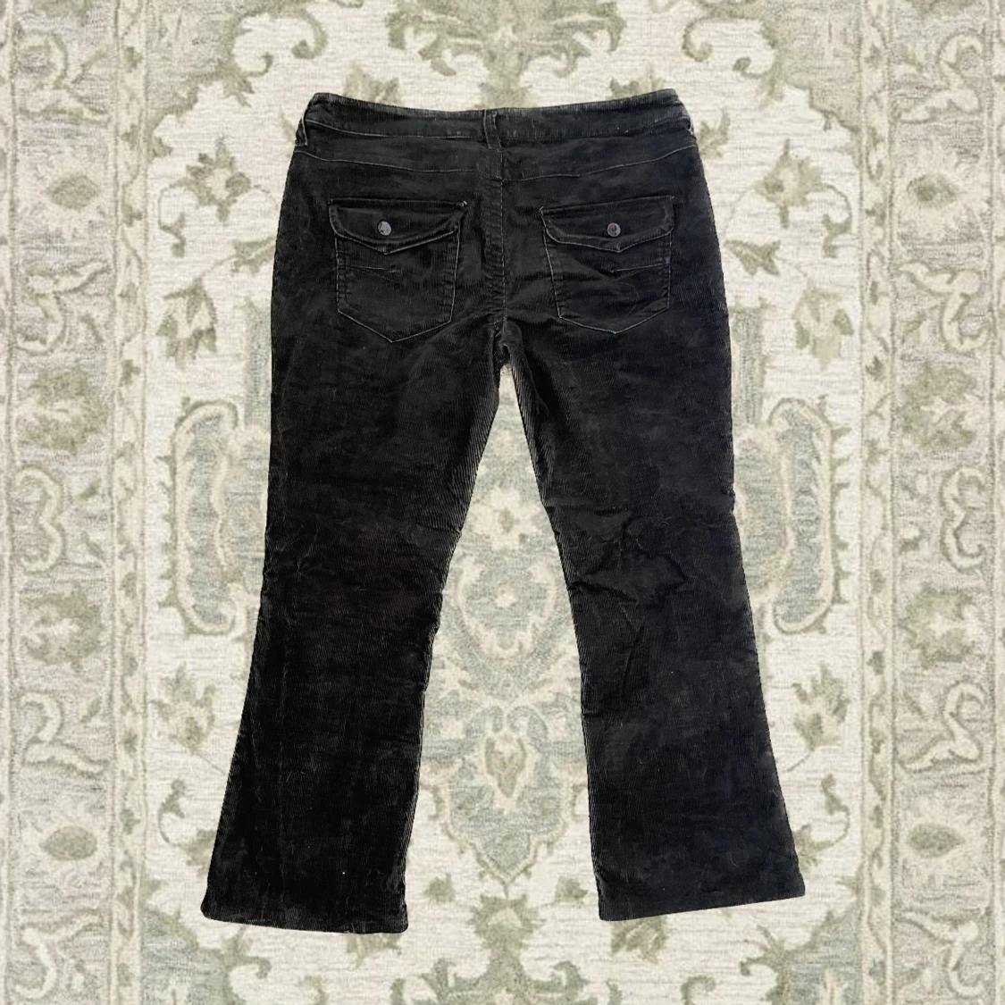 Corduroy Svarta Bootcut Byxor  - 90