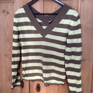 V-ringad tröja - Finstickad bomullsTröja v-ringad både fram och baktill. Står xl på lappen men jag har haft den som är s.