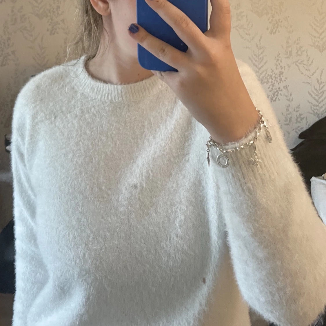 Vit stickad tröja  - 90