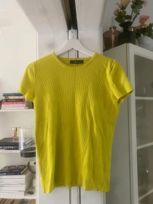Gul tshirt  - Gul ribbad tshirt från zara i mycket bra skick! Fläckarna på bilderna är från skador på min kamera:( ställ gärna frågor om ni funderar över något!!
