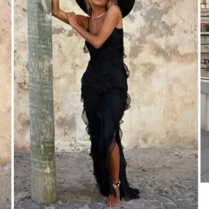 Svart långklänning - Säljer pga av att jag inte han få den i tid till fest, sjukt fin och trendig. Jätte lik den som är slutsåld på NAKD. 