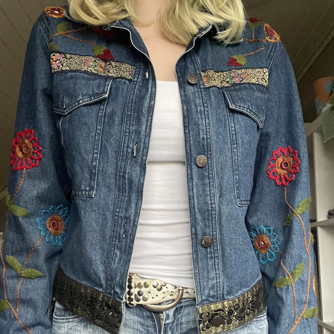 broderad jeansjacka  - 90