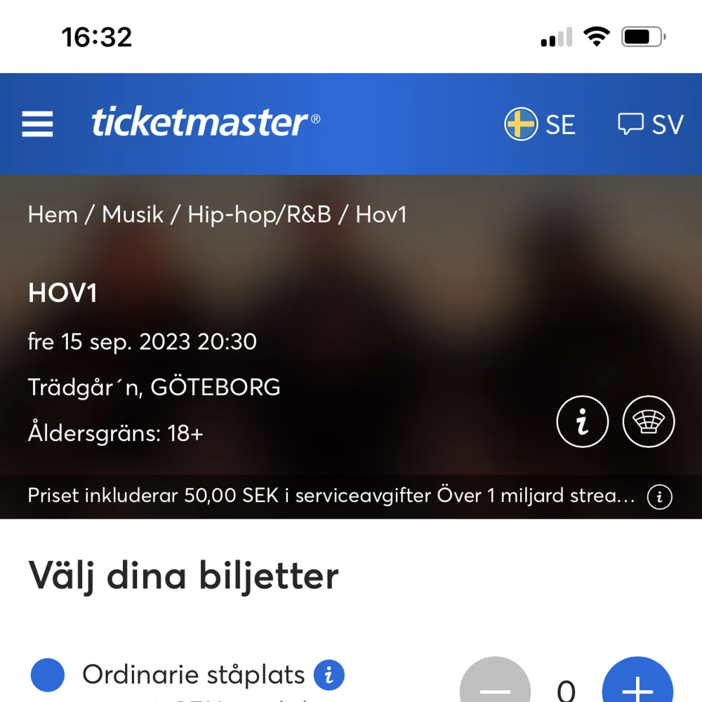 Säljer en biljett till hov1 Göteborg 15 september! Går för 470 kr, biljetterna är slutsålda.  . Övrigt.