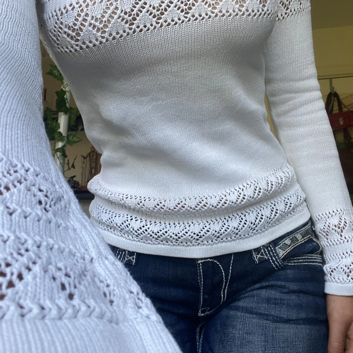 Vit stickad tröja - 91
