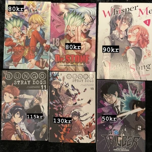Manga - Säljer de här då jag inte planerar på att läsa om de. Alla är i bra skick, en är pyttelite kantstött och några är helt olästa