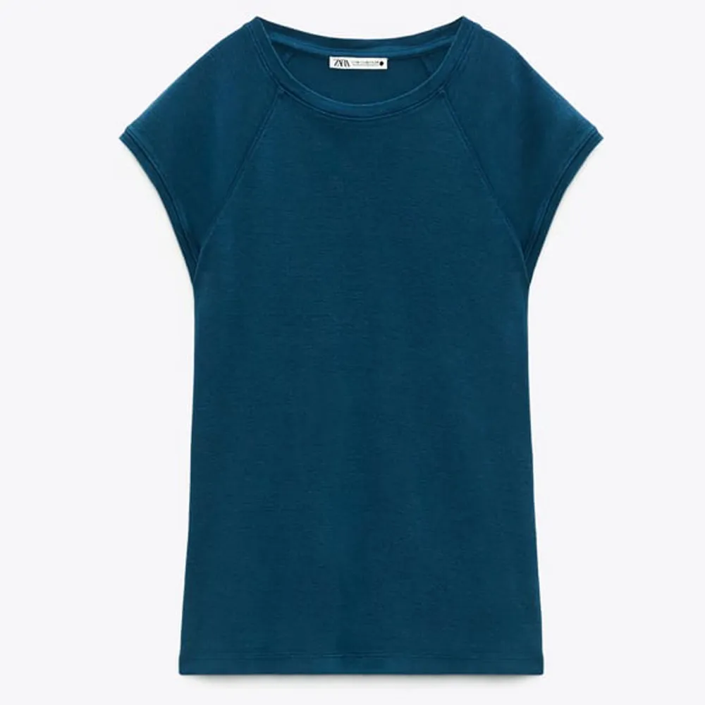 Blå t shirt från Zara i storlek xs. Använd två gånger🍁 Zaras bilder. T-shirts.