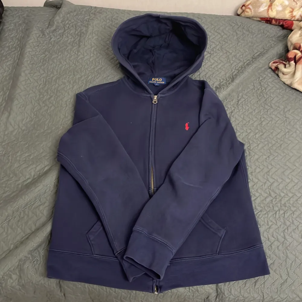 Ralph Lauren zip hoodie mörkblå, storlek 160cm/14-16y. Tröjor & Koftor.