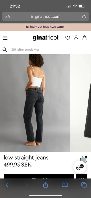 Lådmidjade jeans från gina tricot - 9/10 kondition, inga defekter. Jag är 160 men skulle passa upp till 163 eller liknande. Nypris 500kr, säljer för 340kr