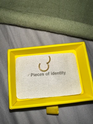 Näspiercing i titan - En av 2 helt nya piercings, aldrig använd pga att mitt piercinghål krympt. Guldfärgad och gjord i titan. Desinfekterar och hanterar med handskar vid fraktande! 1.2mm trådtjocklek 8mm ringdiameter