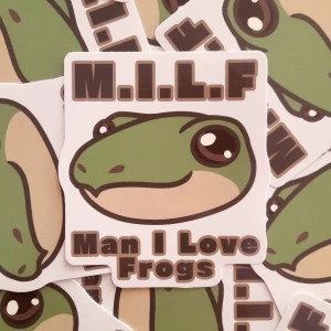 MILF Groda klistermärke - "M.I.L.F" Man I Love Frogs klistermärke som jag designat själv. Köparen betalar för frakten, gratis frakt vid köp av 4 eller fler klistermärken