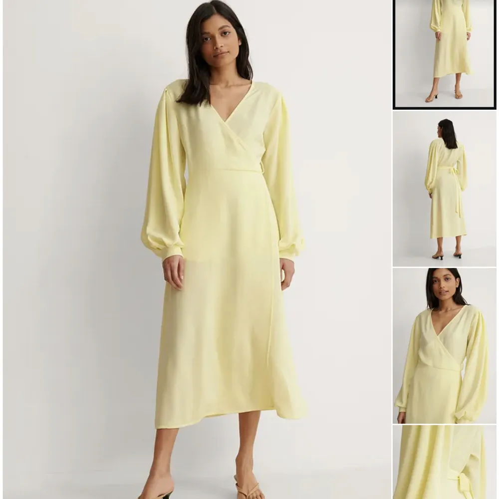 Härlig gul omlottklänning Elegant klänning . Mekot.