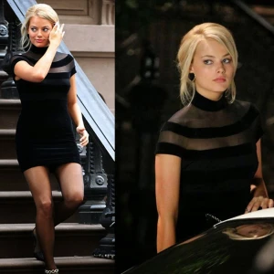 Klänning med meshdetaljer - Tshirt klänning med meshdetaljer, påminner om klänningen på första bilden från Wolf of wallstreet🤍 lite stor på mig, passar som M