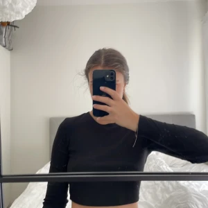 Topp - Säljer en basic svart croppad tröja, aldrig använd!