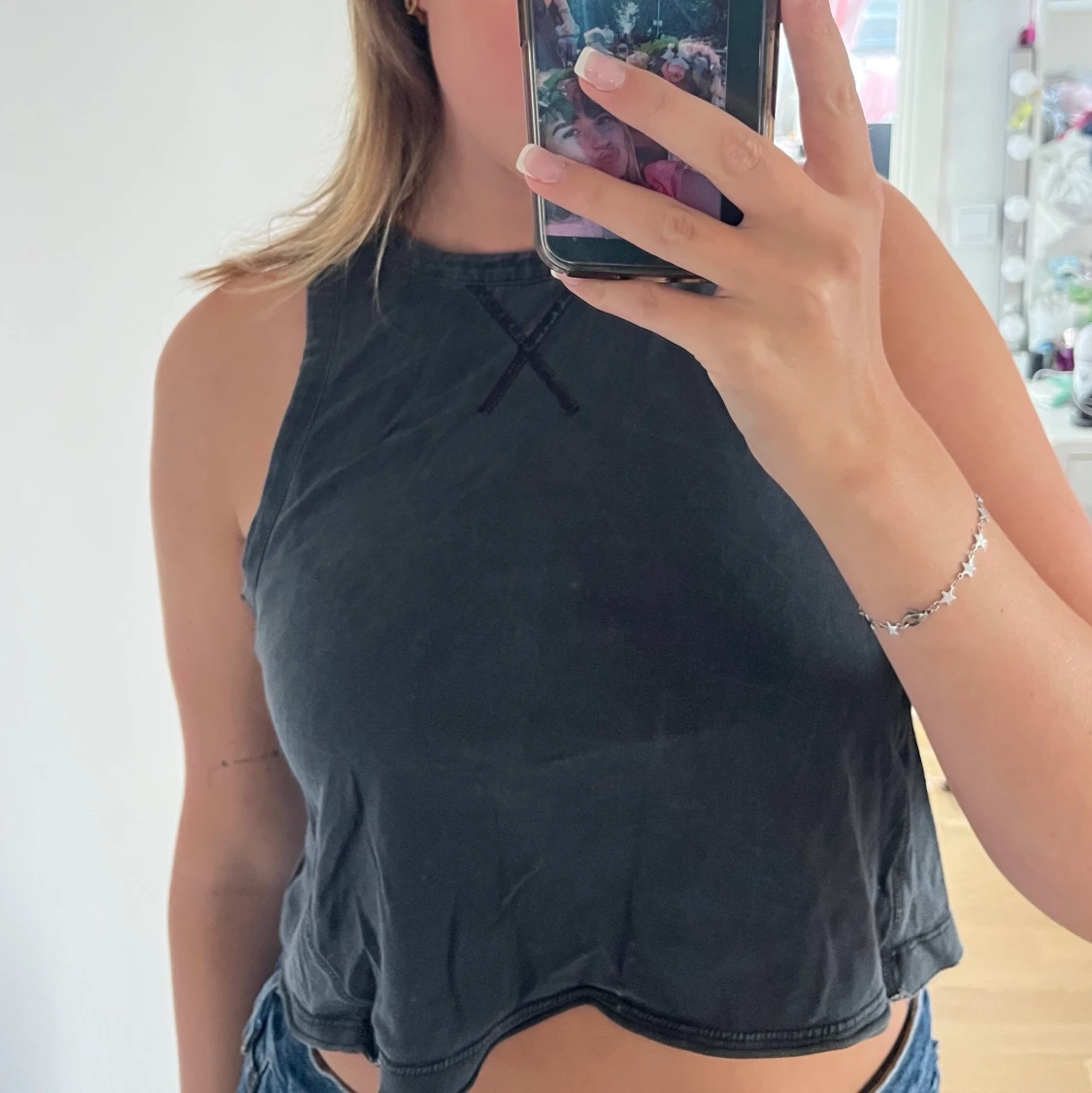 Grå/svart topp - 90