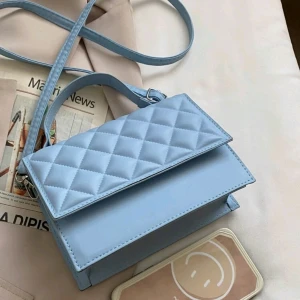 Baby blue bag  - Mini Solid Quilted Satchel Bag