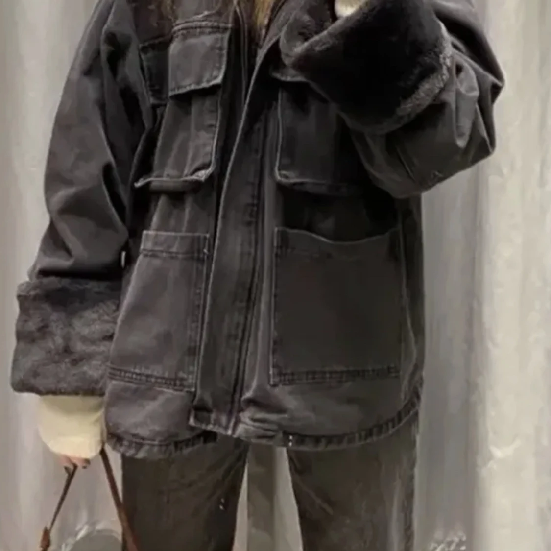 Jeansjacka med päls - 90