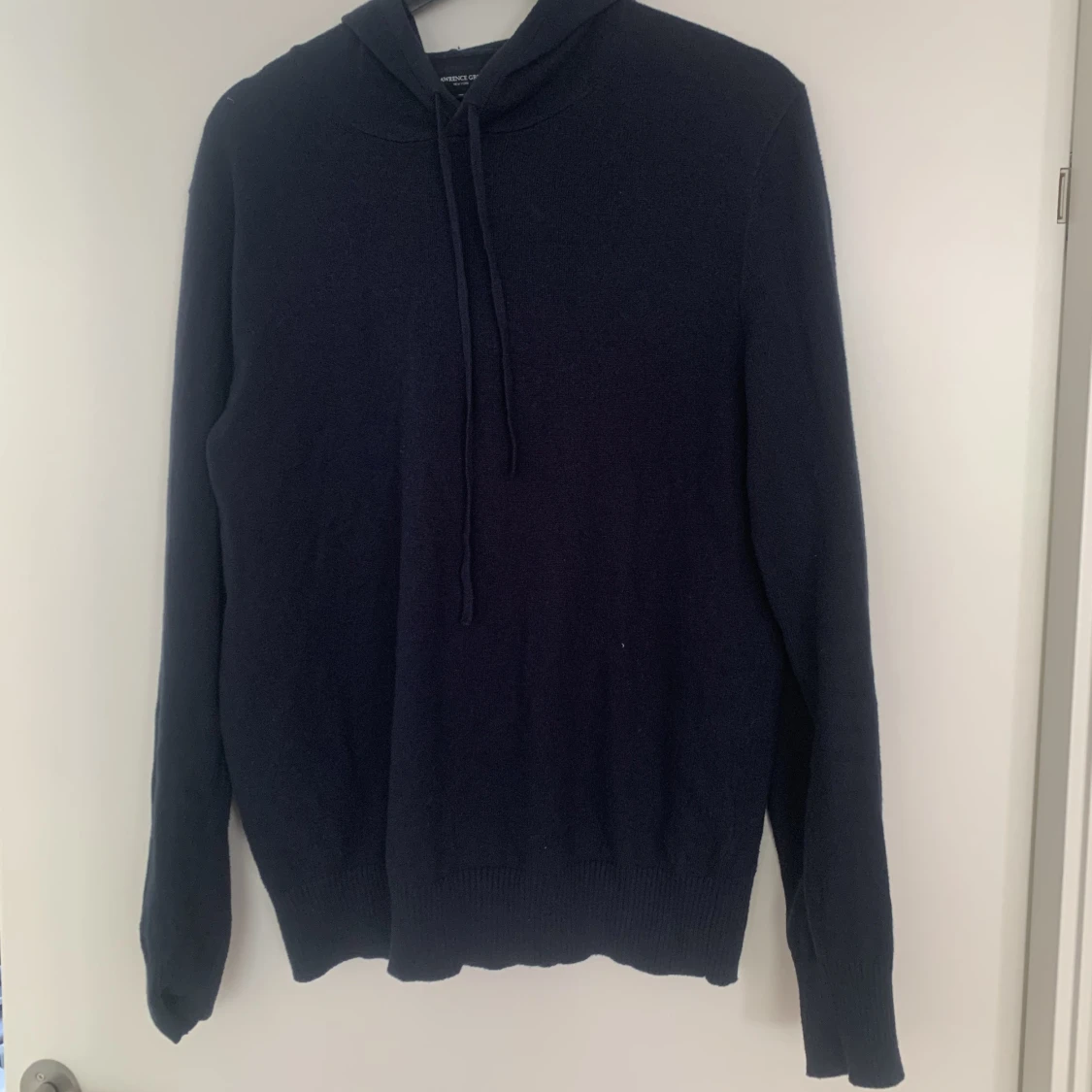 Tunn merinoull hoodie, mörkblå