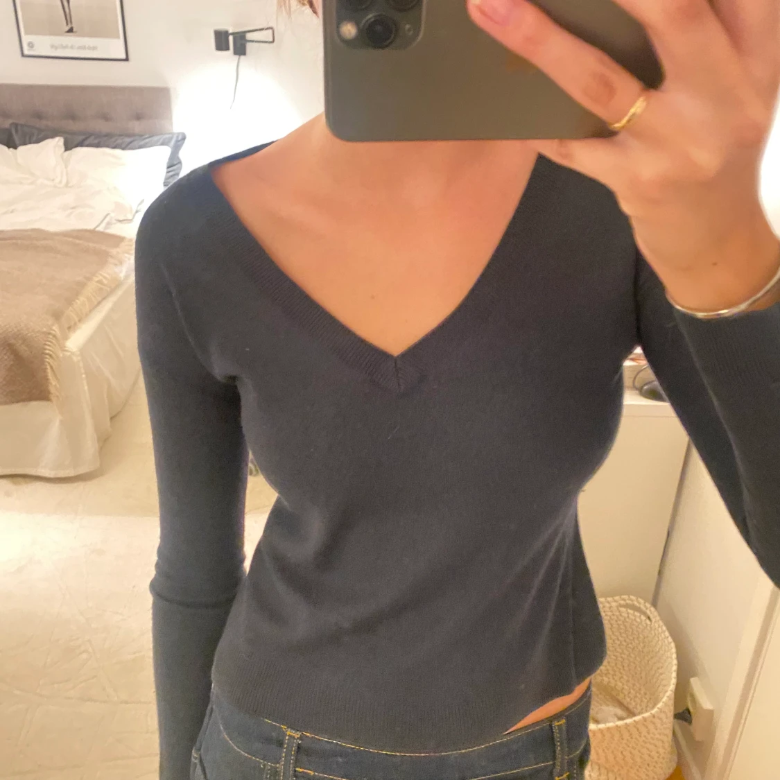 Mörkblå ull tröja  - 90