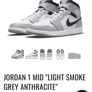 Säljer nu ett par Jordan 1 Mid ” Light smoke grey anthracite” . Så gott som nya , använda få gånger . 