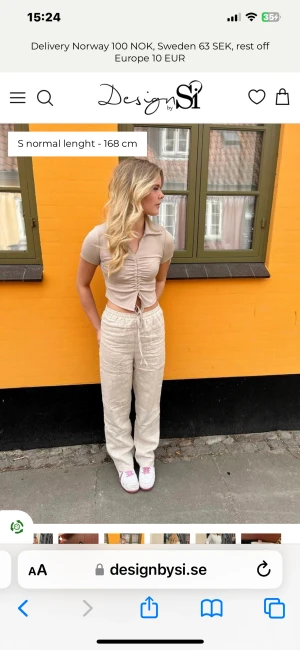 Linnebyxor Design By Si - Jätte fina linnebyxor från design by si. Det är modellen som är extra lång i benen o de sitter perfekt på mig som är 169