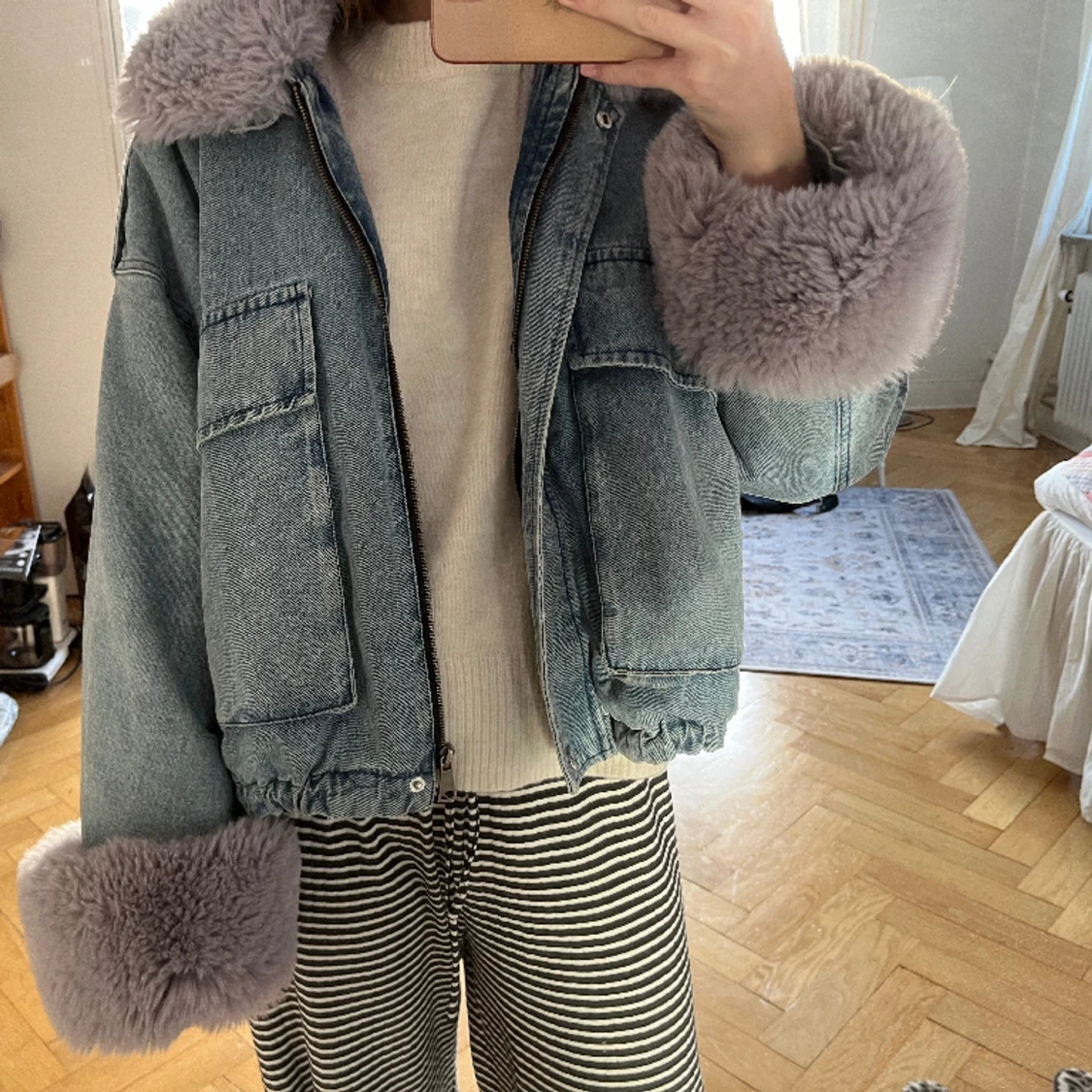 Jeansjacka med päls - 91