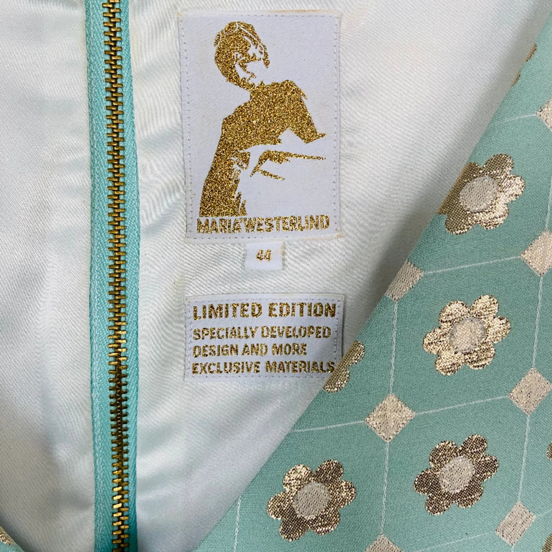 Mintgrön och Guld Cocktail Klänning  - 90