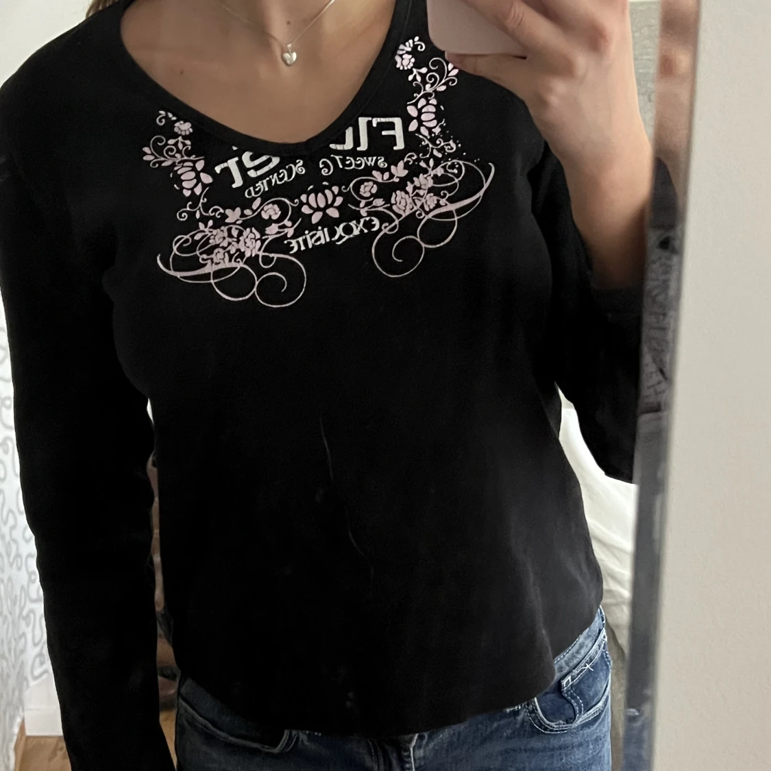 Y2k Svart tröja med tryck