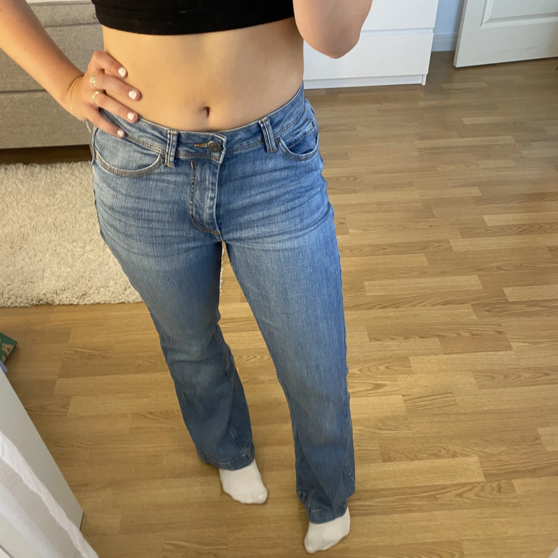 Blåa bootcut jeans - 90