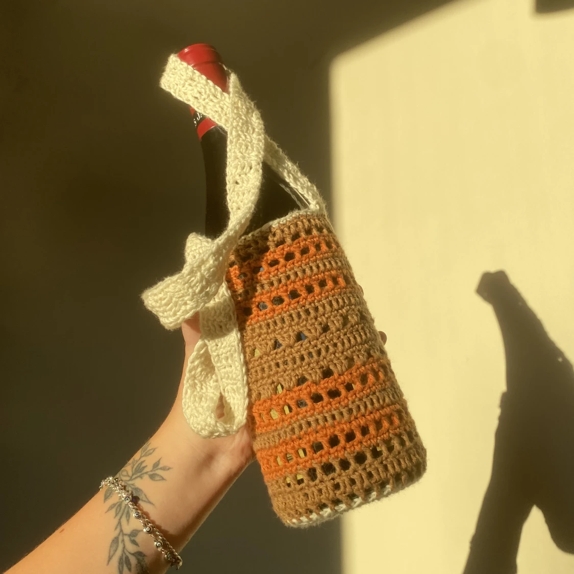 Virkad vattenflask väska 