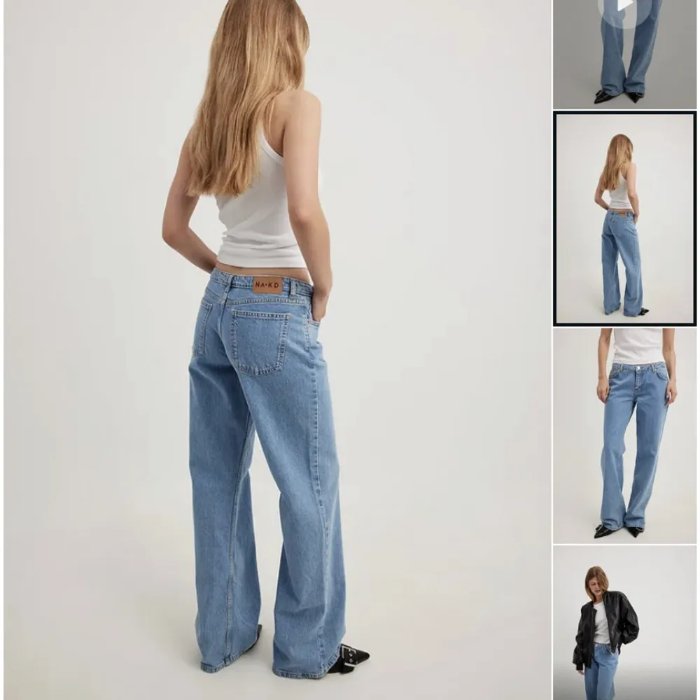 Skitsnygga låga jeans från NAKD. Endast använt de 2gånger pågrund av att de var för långa på mig. Nypris 700kr men säljer för 500, priset kan diskuteras. Skriv om ni vill ha egna bilder💓💓💓. Jeans & Byxor.