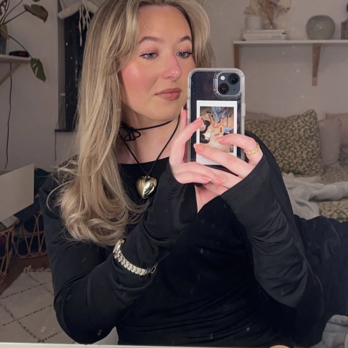 Långärmad topp med bar rygg